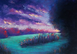 Evening reed <br>
A4 - pastel on paper